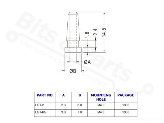 Trekontlasting Ø3mm x 14,5mm zwart 